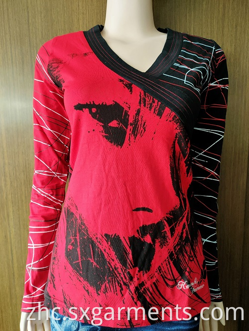 100% cotton lady's t-shirt long sleeve